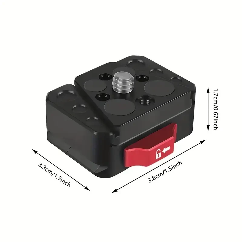 Quick Release Clamp Plate V-Lock Mount 1/4" Screw for 38mm Tripod Head Field Monitor LED Light Camera Adapter
