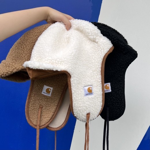 Solid Color Lamb Wool Flying Hat