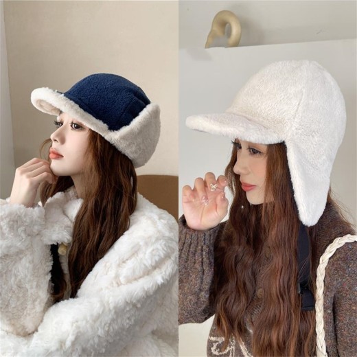 Women's Men's Thick Velvet Outdoor Double-sided Lei Feng Hat