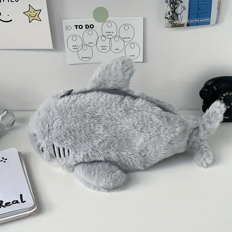 Unique, Plush Shark Pencil Case