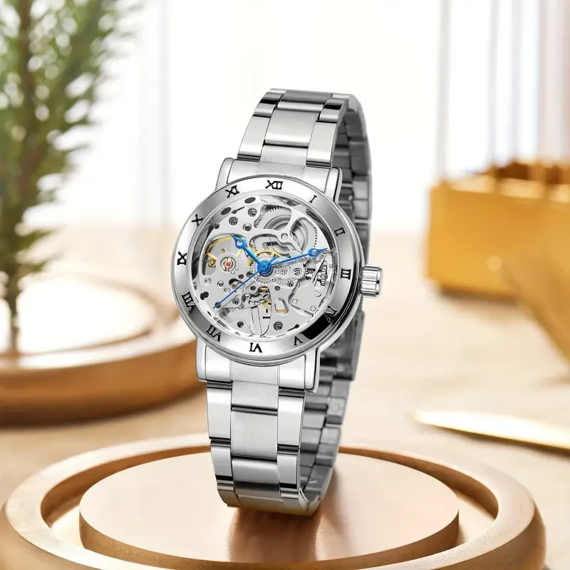 Fashion Ladies Elegant Hollow Manual Winding Mechanical Watch