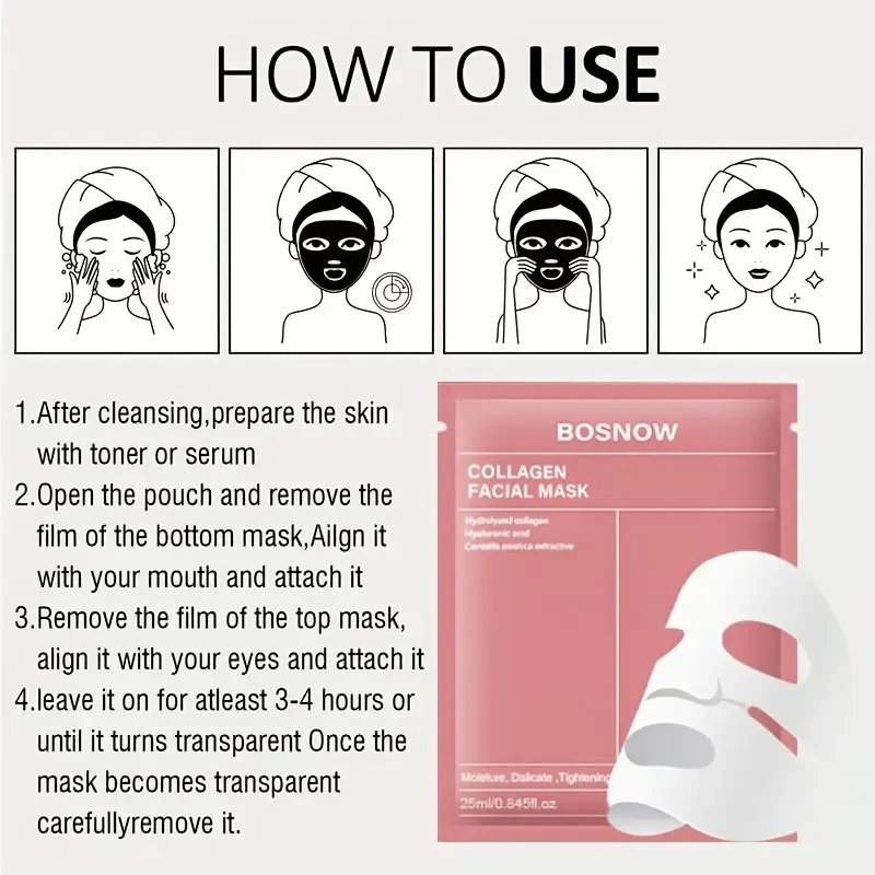 5pcs BOSNNOW Collagen White Face Masks