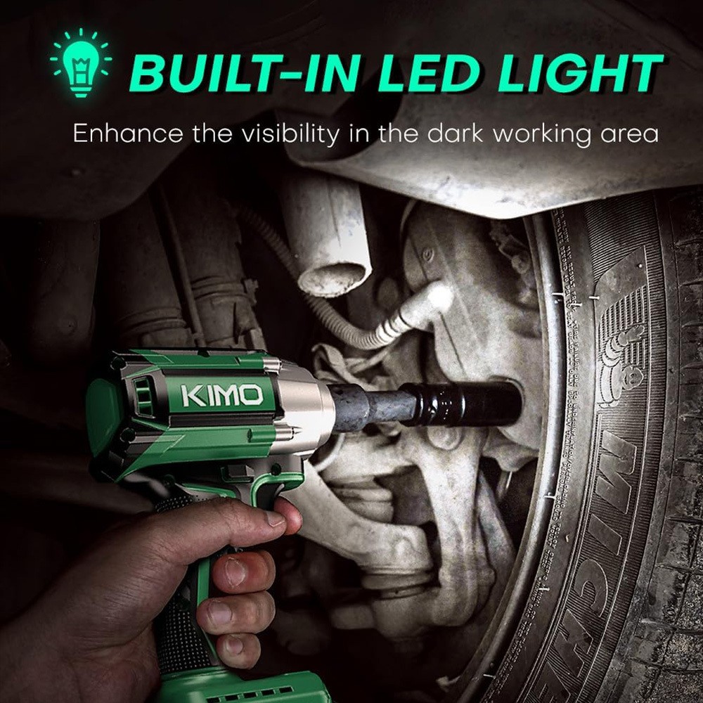 Cordless Impact Wrench 1/2", Premium Brake Stop, 3000 RPM & Max Torque 350 ft-lbs (475N.m), 7 Sockets & 3 Inch Extension Bar, 1/2 Impact Gun