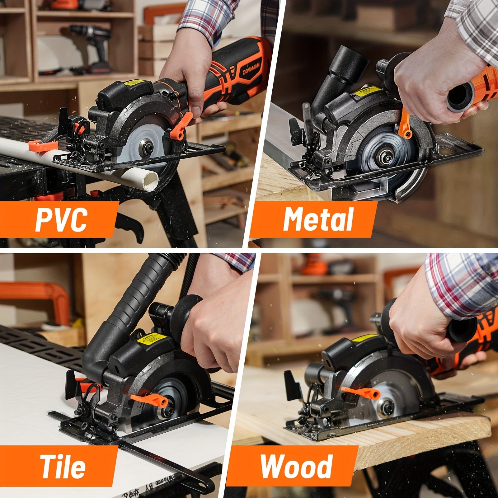 MCS01A Circular Saw, 5.8A 4-1/2" Circular Saw W/Laser, Metal Auxiliary Handle, 6 Saw Blades (4", 4"), Cutting Depth 1-11/16" (90), 1-3/8" (45), Ideal For Wood, Soft Metal, Plastic, Tile