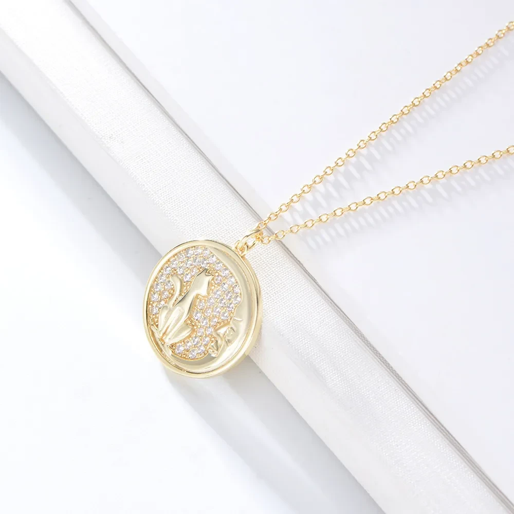 Micro-inlaid Zircon Cat Pendant Necklace