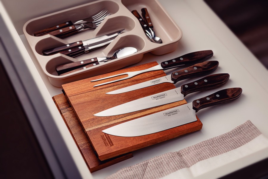 Churrasco Barbecue Knife Block 5 Piece - Brown - Tramontina