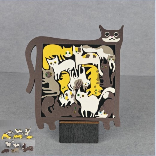 Children's Wooden Cat Puzzle Game