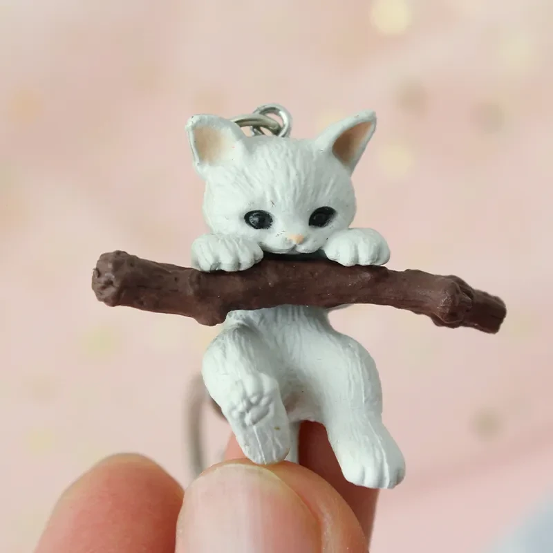 Cute Pet Branch Kitty Bell Buckle Key Chain Q Version Cartoon Farm Cat Keychain