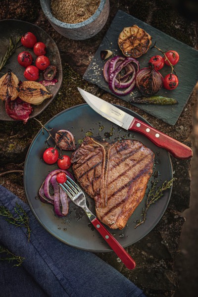 Churrasco Jumbo Steak Cutlery 12 Piece Set - Red - Tramontina