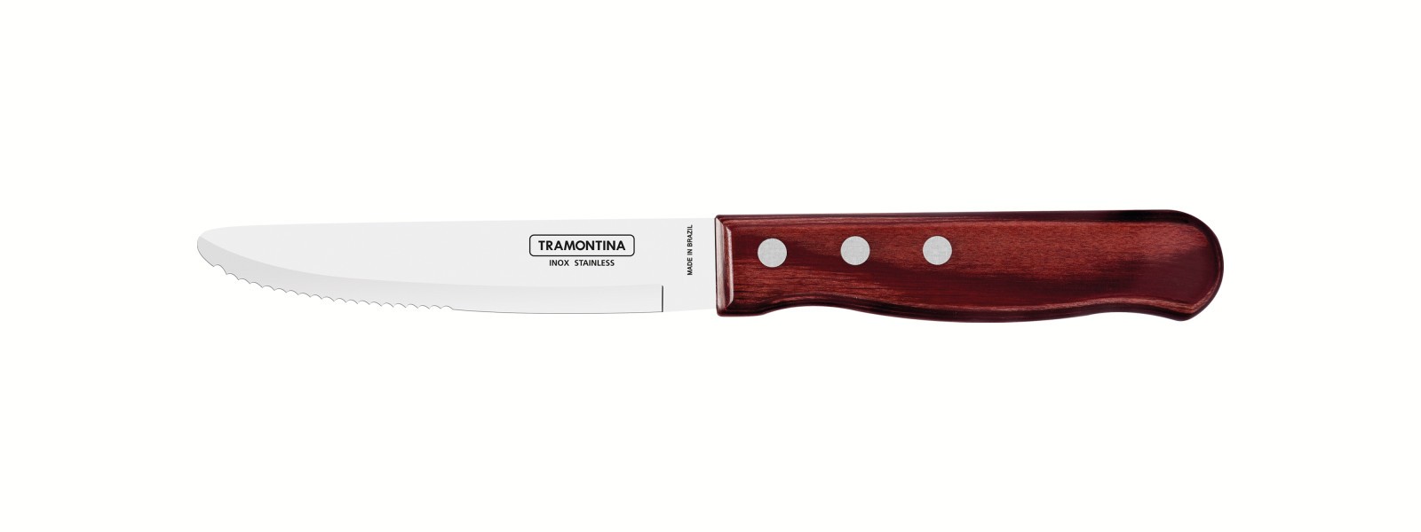 Churrasco Steak Knife Serrated Wide Blade Polywood Red 5", 13cm - Tramontina