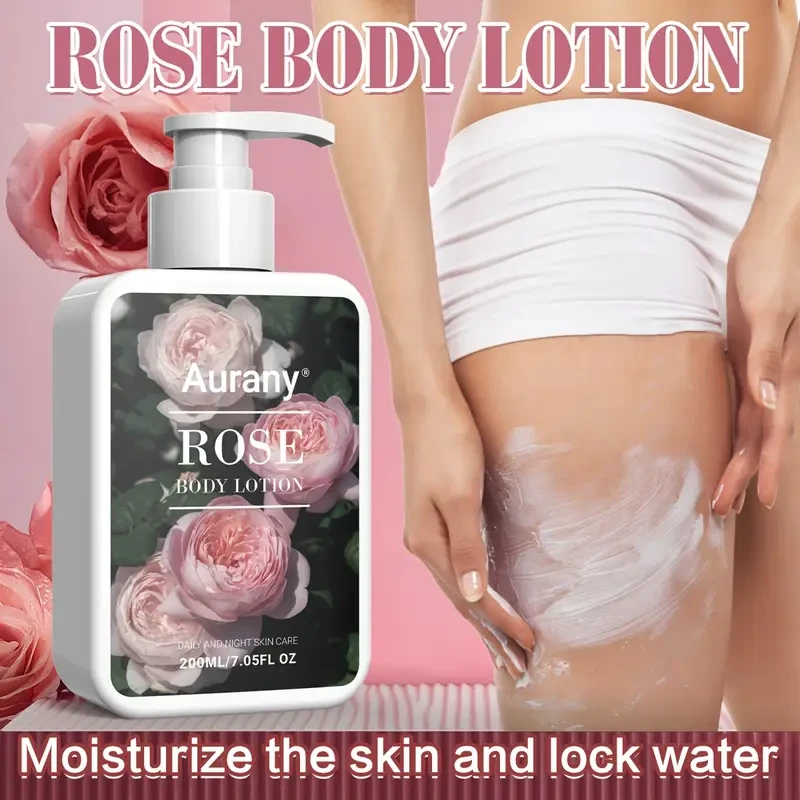 200ml/7.05 Fl.Oz, Rose Body Lotion With Natural Oils, Hyaluronic Acid
