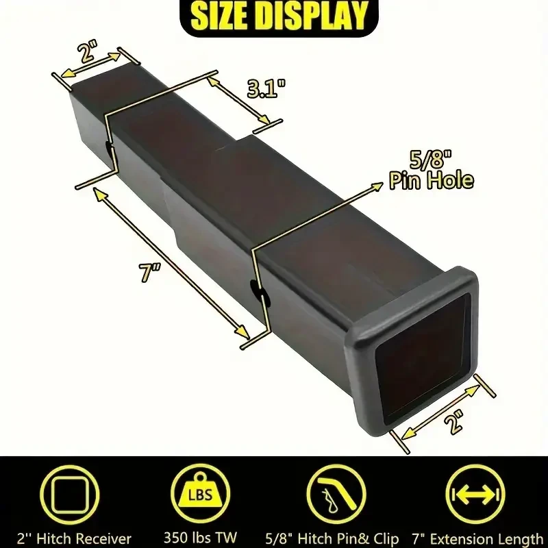1 Steel Trailer Bar Extension Receiver, Universal Trailer Hitch Extender
