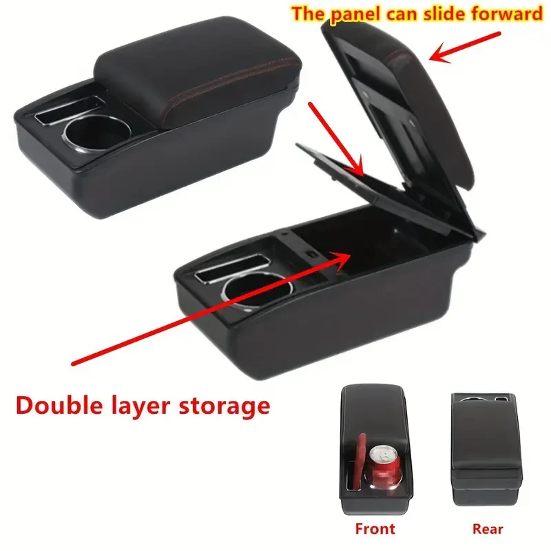 Car Armrest Organizer with Sliding Panel