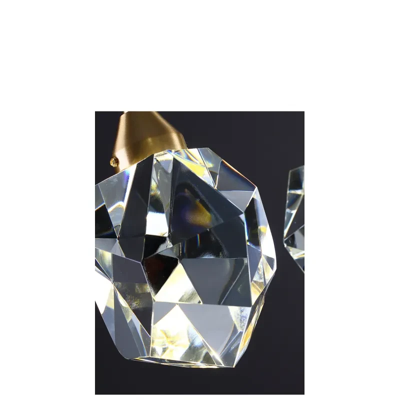 All Copper Light Luxury Crystal Chandelier Modern Minimalist Restaurant Three-Head Chandelier