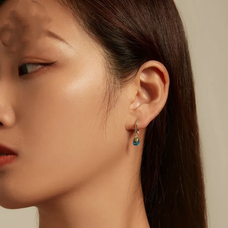 Sterling Silver S925 Water Drop Earrings Simple Gradient