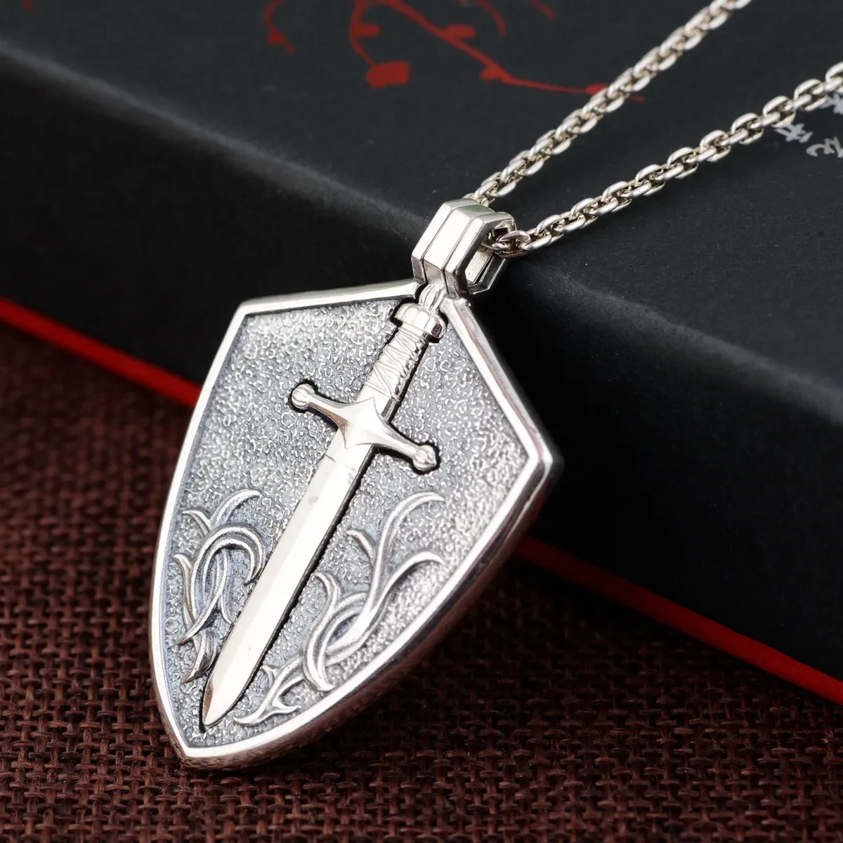 Men Fashion Sword And Shield Pendant