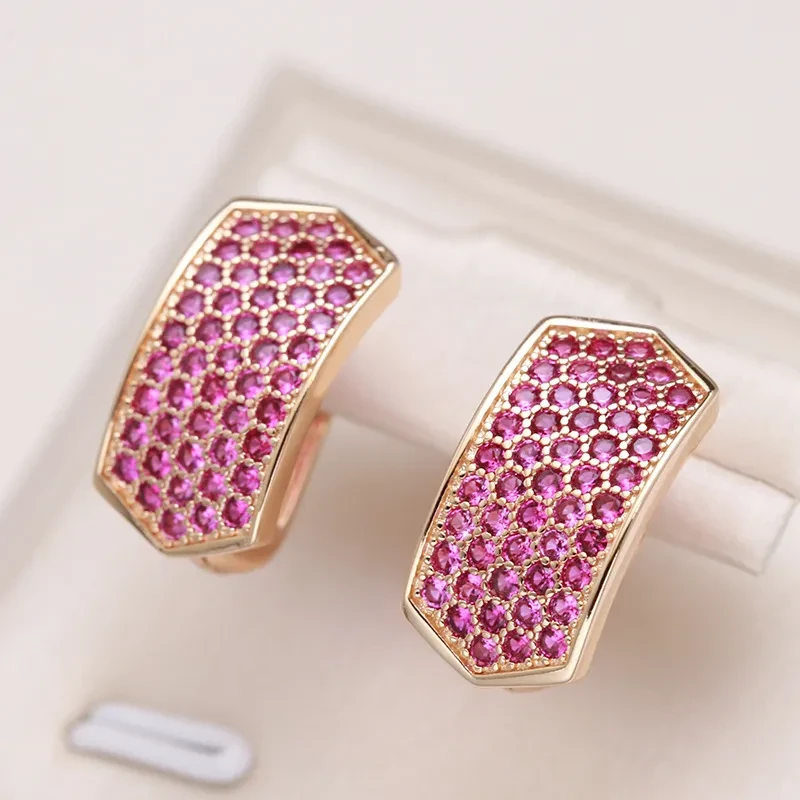 Elegant Rose Red Zircon Women's Earrings