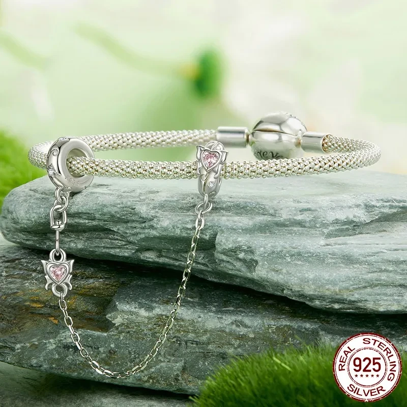 Butterfly Silicone Safety Chain S925 Sterling Silver