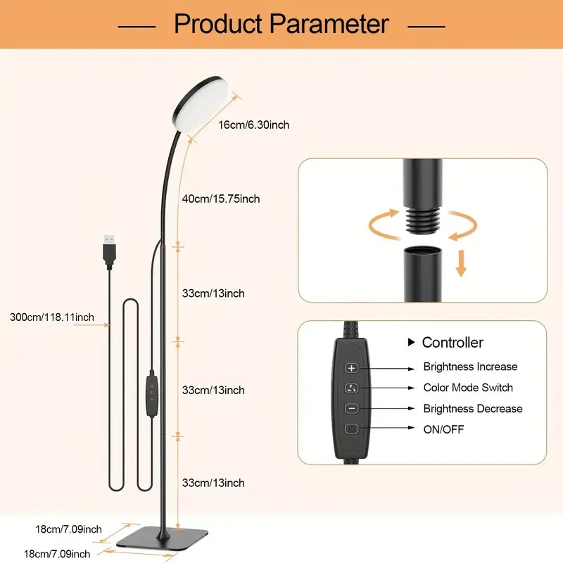 1pc Modern Adjustable Color Temperature LED Floor Lamp