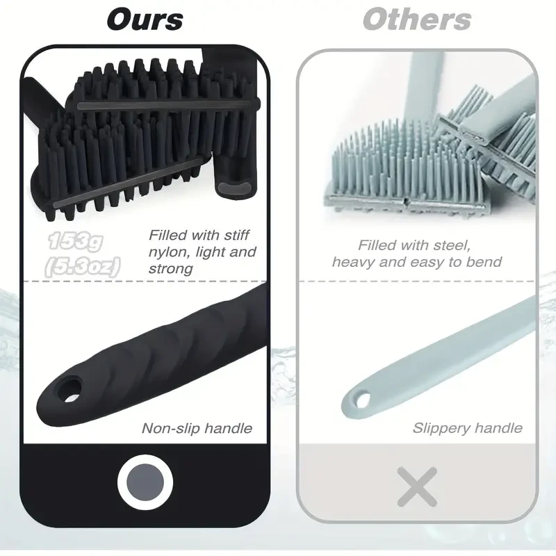 2pcs LATTBY Silicone Bath & Skincare Set: Dual-Sided Long-Handled Back Brush