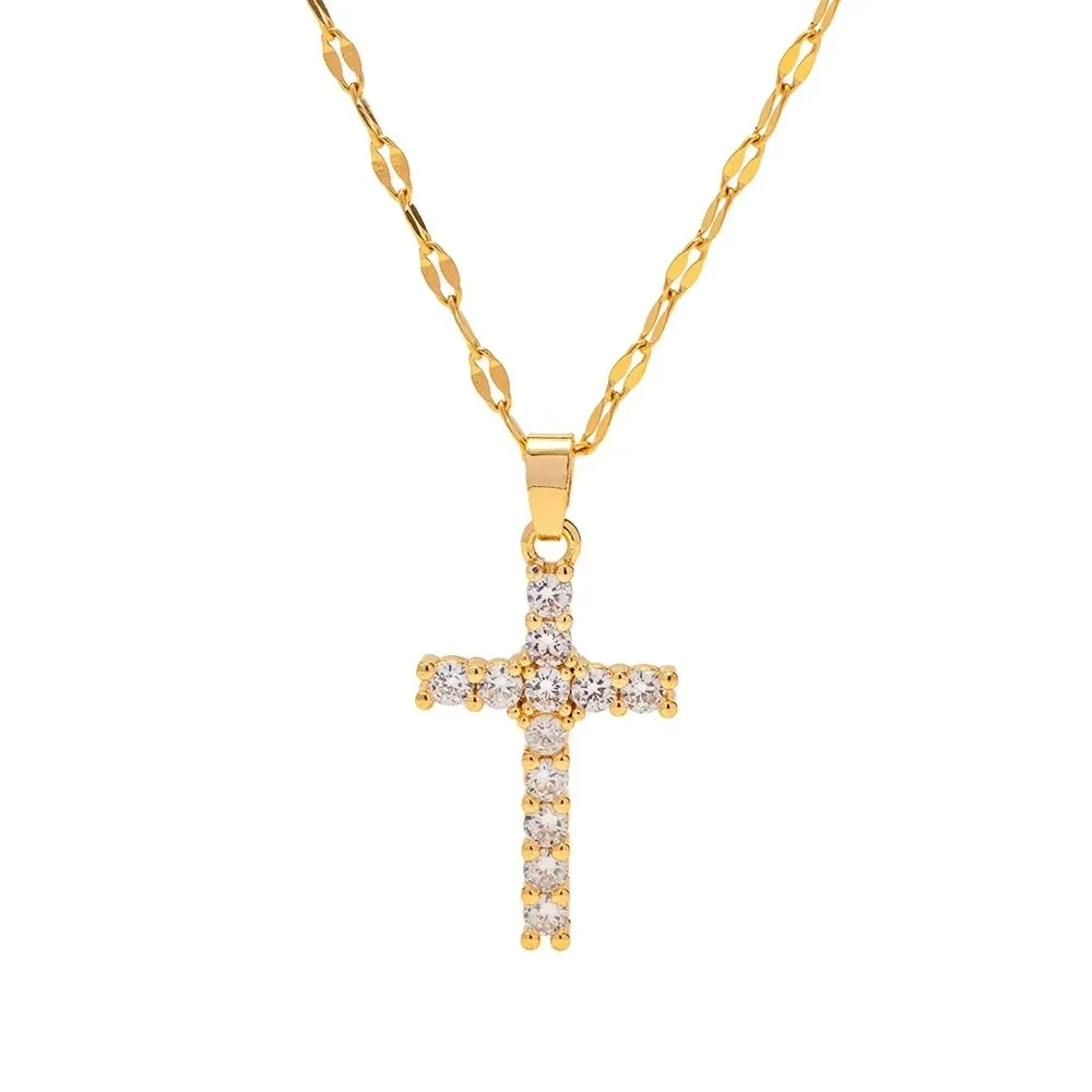 Women's Fashion New Inlaid Cross Pendant