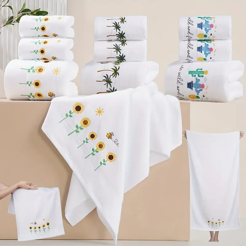 3pcs Cotton Embroidered Towel Set