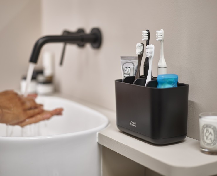 Easystore Large Toothbrush Caddy - Black - Joseph Joseph