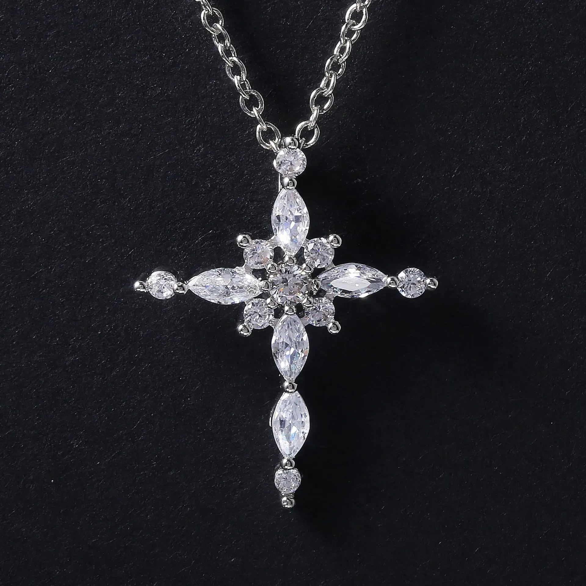 Creative Cross Inlaid Zircon Ladies Pendant