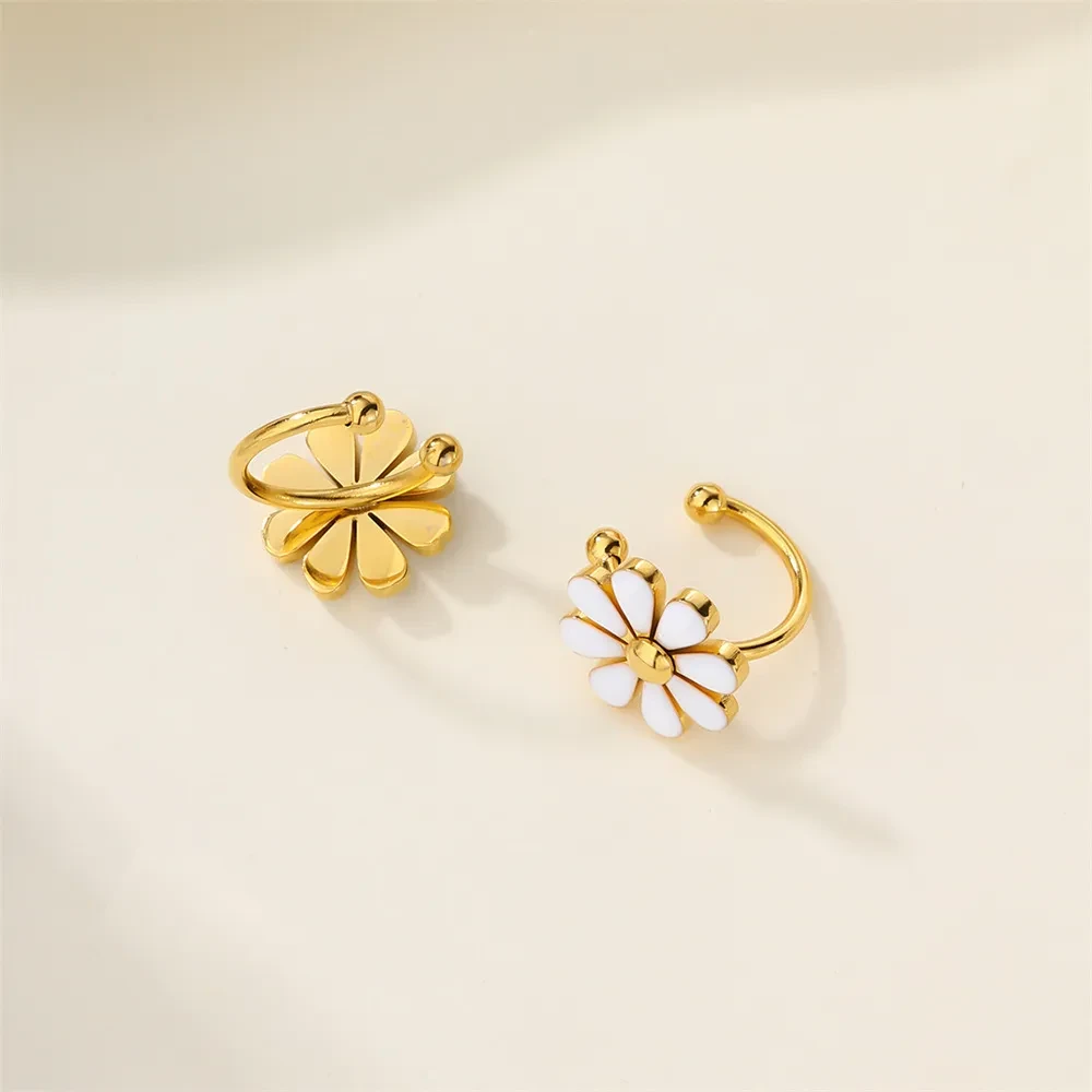 Ear Clip Stainless Steel White Dripping Female