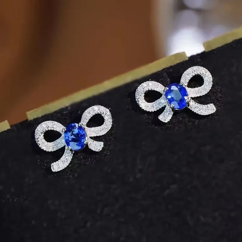 Exquisite Bow Stud Earrings Micro Inlaid Zircon