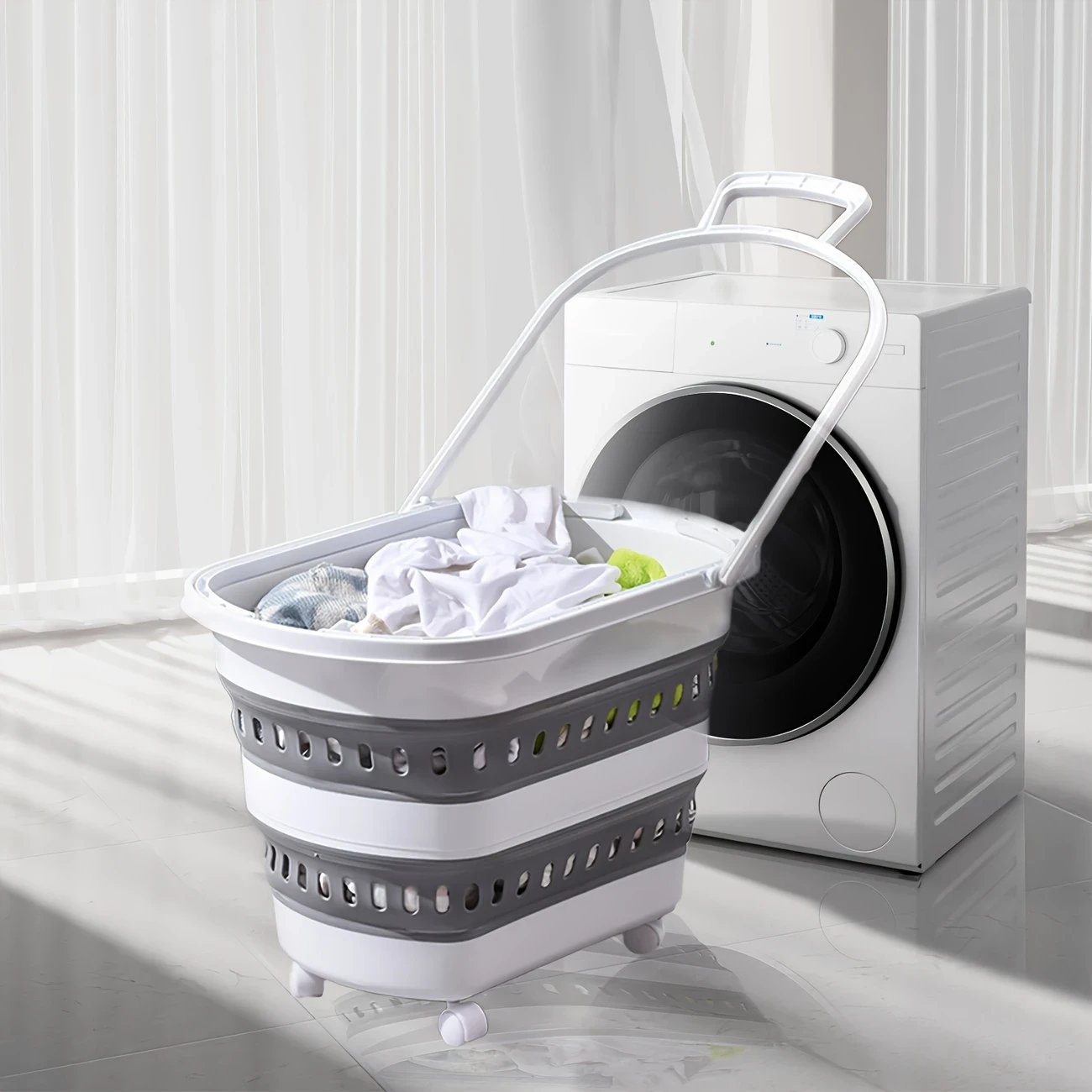 Foldable Laundry Sorting Basket with Handle