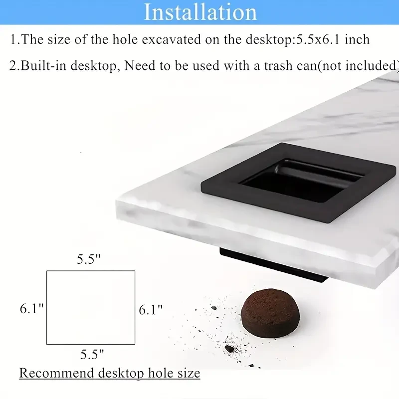 1pc Espresso Coffee Ground Knock Box Chute with Built-in Waste Bucket