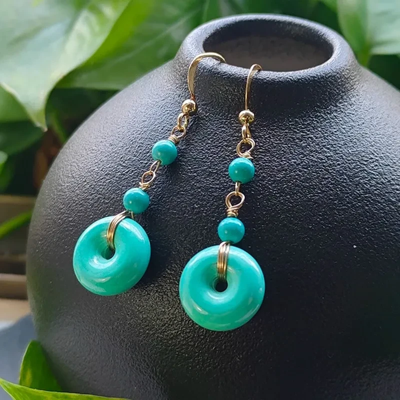 Mongolian Turquoise Peace Buckle Eardrops
