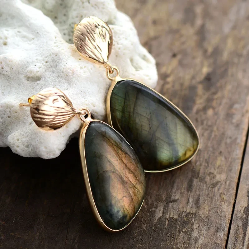 Labradorite Earrings Popular Natural Stone Ornament