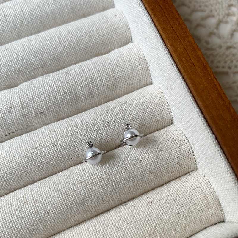 Saturn Planet Pearl Earrings High-grade Versatile Simple