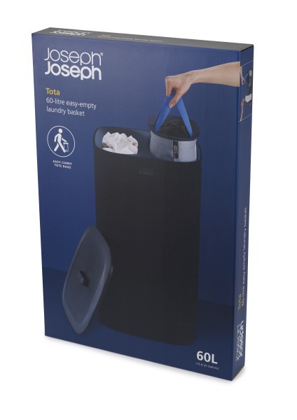 Tota 60L Laundry Separation Basket - Carbon Black - Joseph Joseph