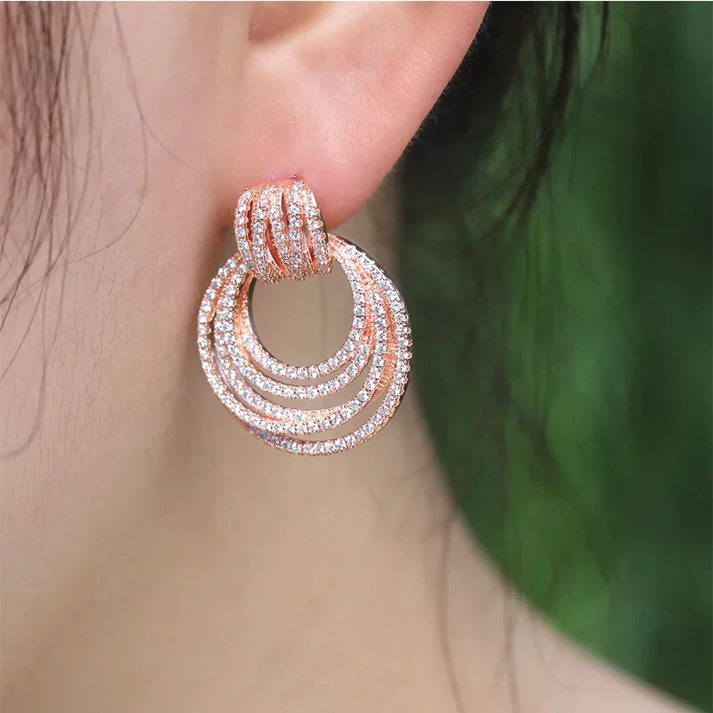 Luxury Multi-layer Round Ring Earrings Women