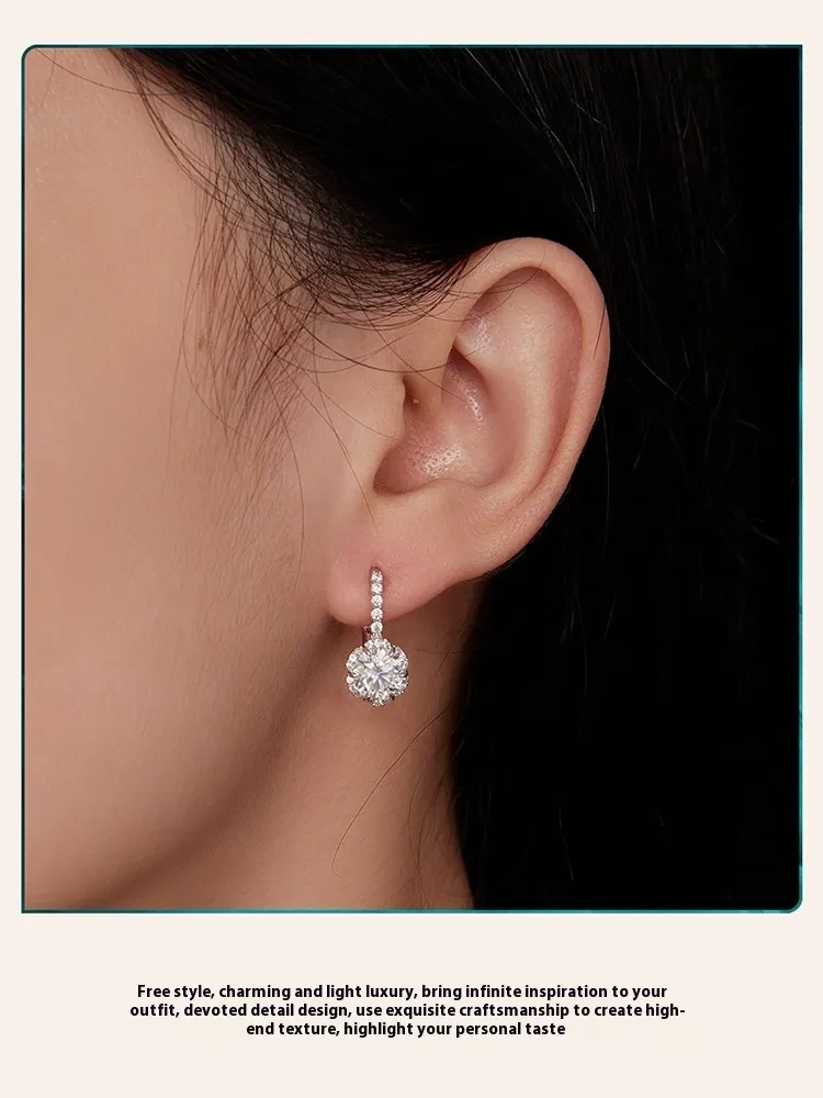 Sterling Silver Simple Elegant Moissanite Earrings