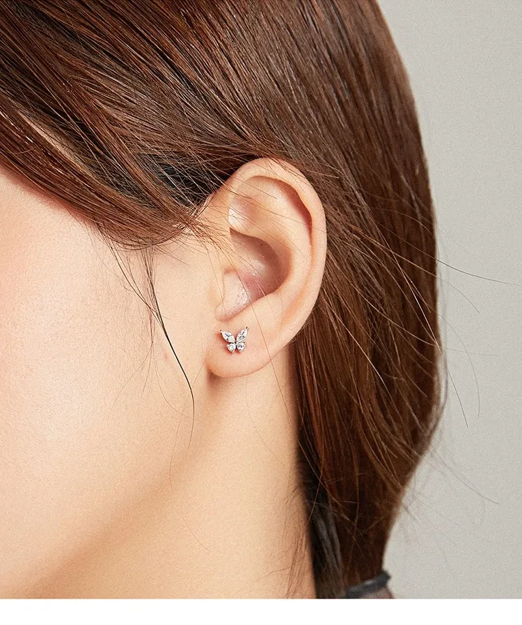 Sterling Silver Clover Butterfly Studs