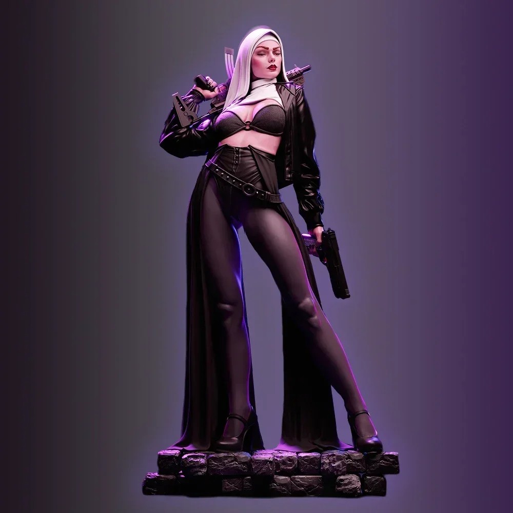 Woman With A Machine Gun Miniature Figure 1:24 Resin Model Kit