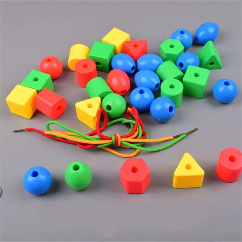 Building block toy geometric beads