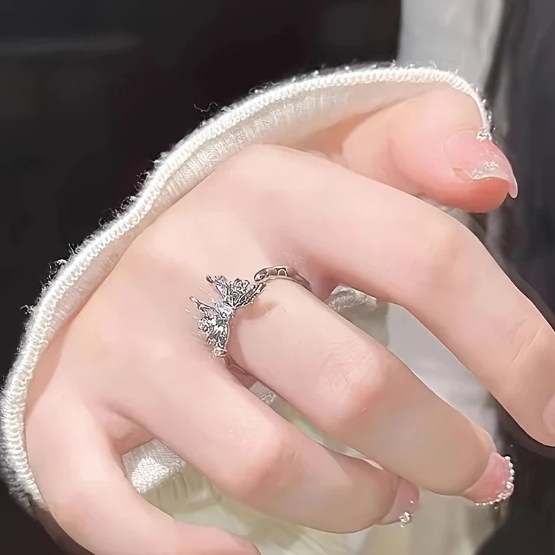 Elegant Adjustable Butterfly Ring | Sparkling Rhinestone Eternity Band | Daily Wear & Gift-Ready Jewelry for Women