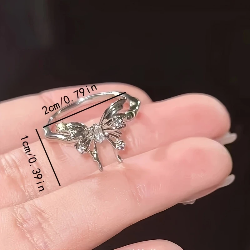 Elegant Adjustable Butterfly Ring | Sparkling Rhinestone Eternity Band | Daily Wear & Gift-Ready Jewelry for Women