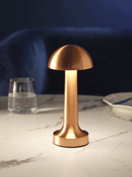 Ambience Thea Cordless LED Table Lamp Brushed Copper  - Tablekraft