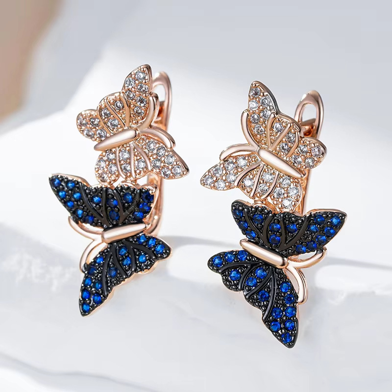 Butterfly Shadow Into Two Shiny Women's Earrings Classic All-match