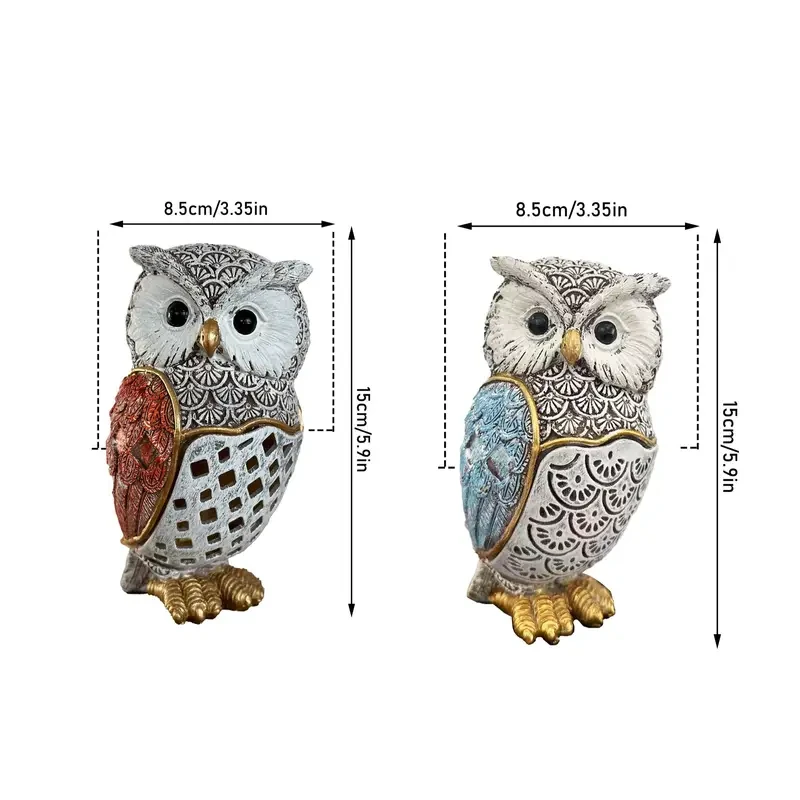 Hollow Projection Cute Owl Resin Solar Light