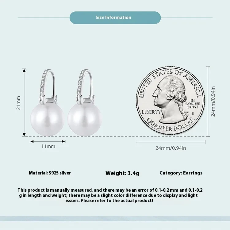 Original Sterling Silver S925 Fashion Commuter Simple Shell Pearl Earrings