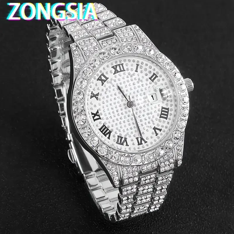 Hip-Hop Watch Luxury Set with Bracelet And Necklace