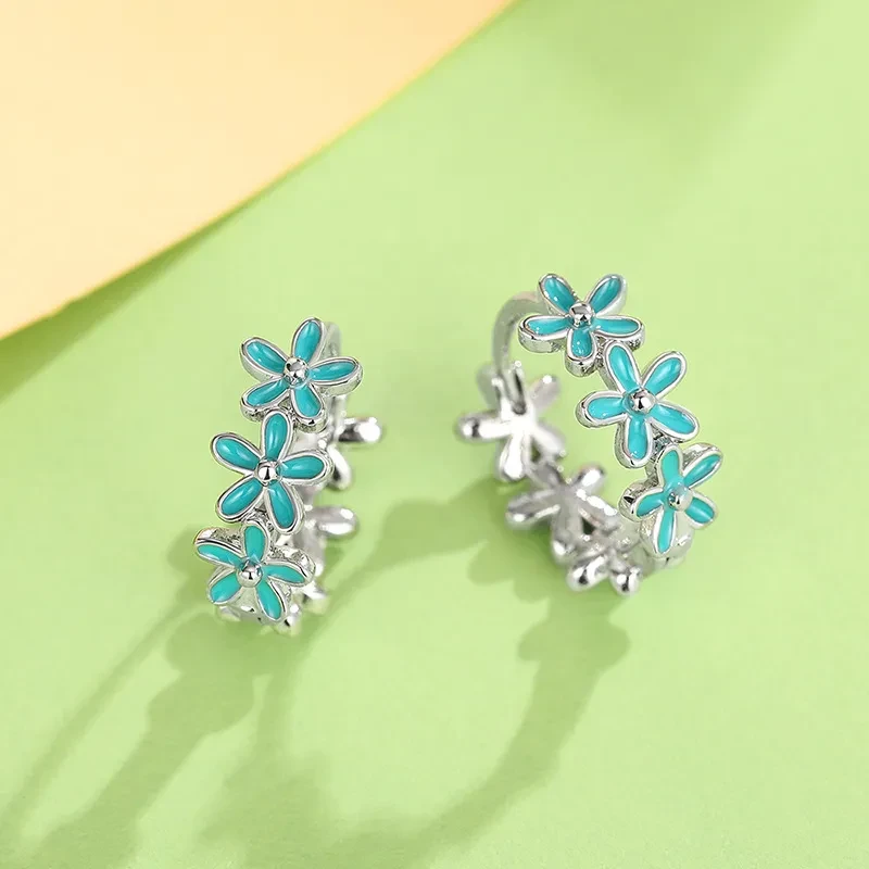 Flower Flower Earrings Female Drop Oil Design