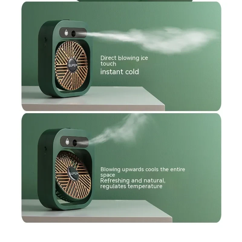 Air Conditioning Fan Desk Misting Fan Air Cooler Cooling USB Rechargeable Humidifier Portable Spray Fan With 3 Wind Speeds